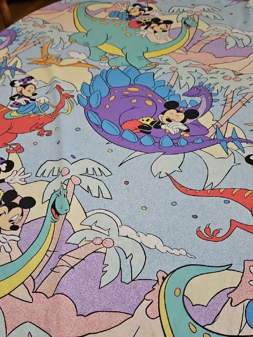 Vintage 80s Disney Mickey & Minnie Stone Age Twin Sheet Set (3 Piece)